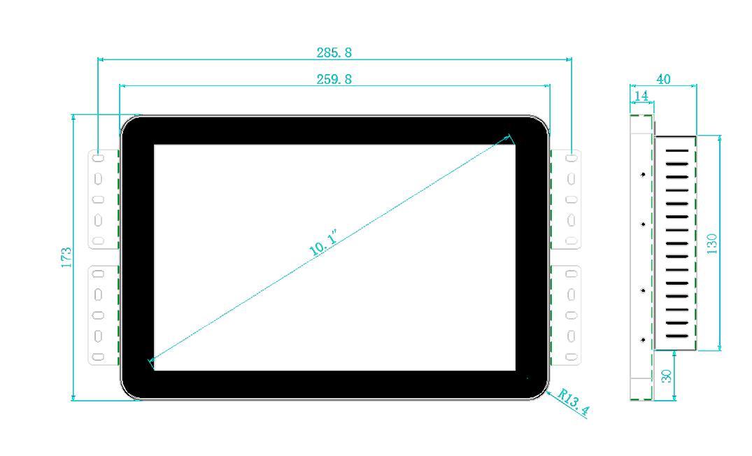 Monitor VISIONTECH de 10,1 de Referencia VT-01-101-WL-0-V1