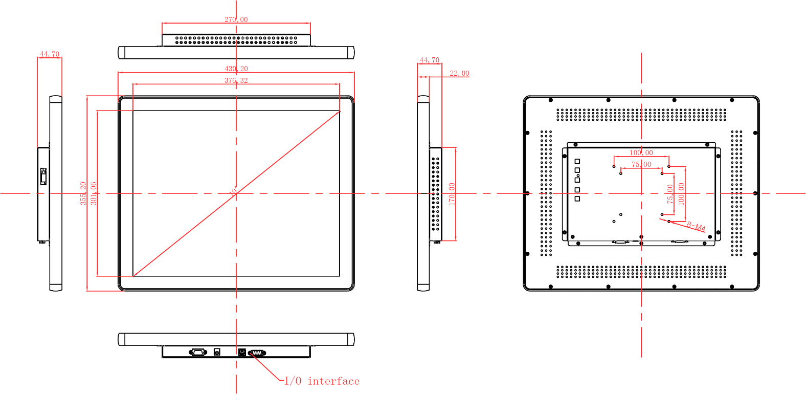 Monitor VISIONTECH de 19 con Iluminación LED Exterior y Referencia VT-01-190-LL-0-V1